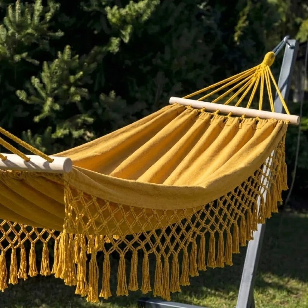Hamac macramé 2 places à franges en coton | Ledinio