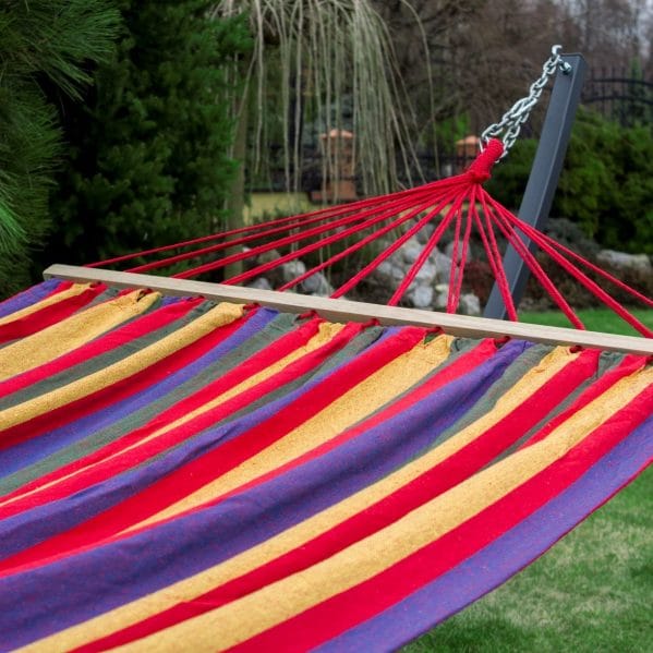 Hamac jardin 2 places en coton avec barre | intérieur extérieur | Acadia