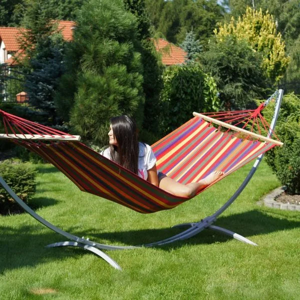 Hamac jardin 2 places en coton avec barre | intérieur extérieur | Acadia