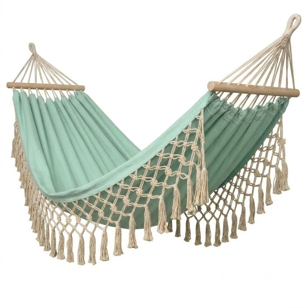 Hamac macramé 2 places à franges en coton | Ledinio
