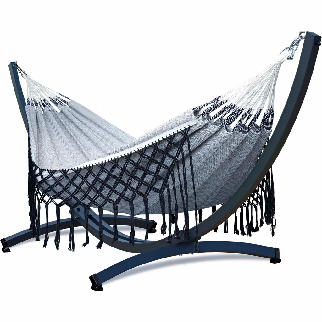 Hamac sur pied 2 places macramé tissé main en coton | Medellino