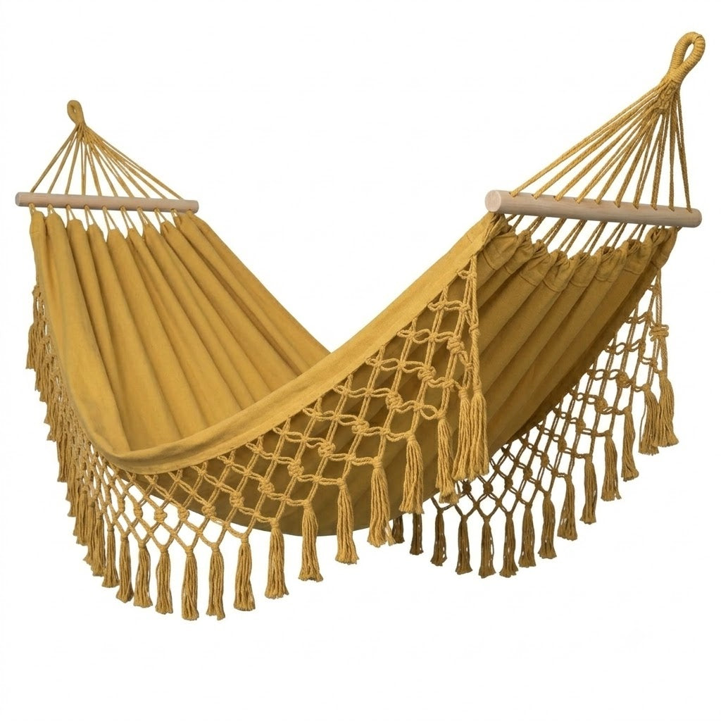 Hamac macramé 2 places à franges en coton | Ledinio