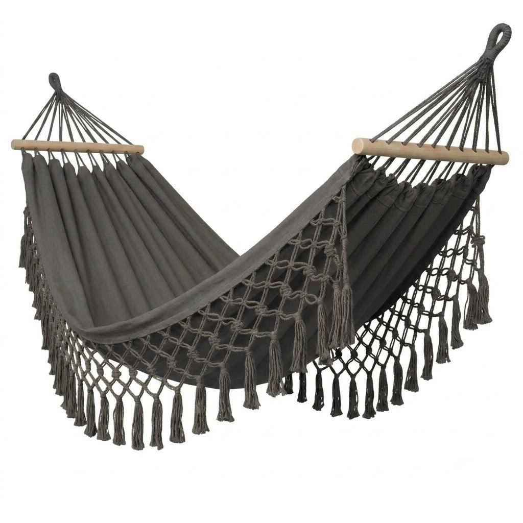 Hamac macramé 2 places à franges en coton | Ledinio