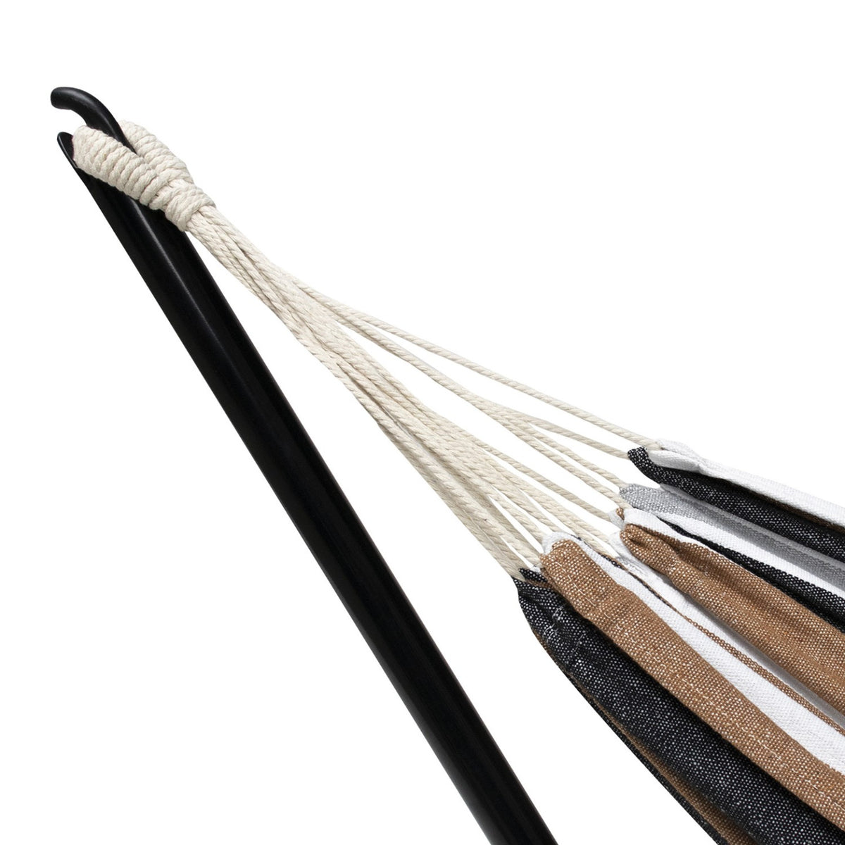 Hamac sur pied 2 places rayé beige/noir en coton | Nazca